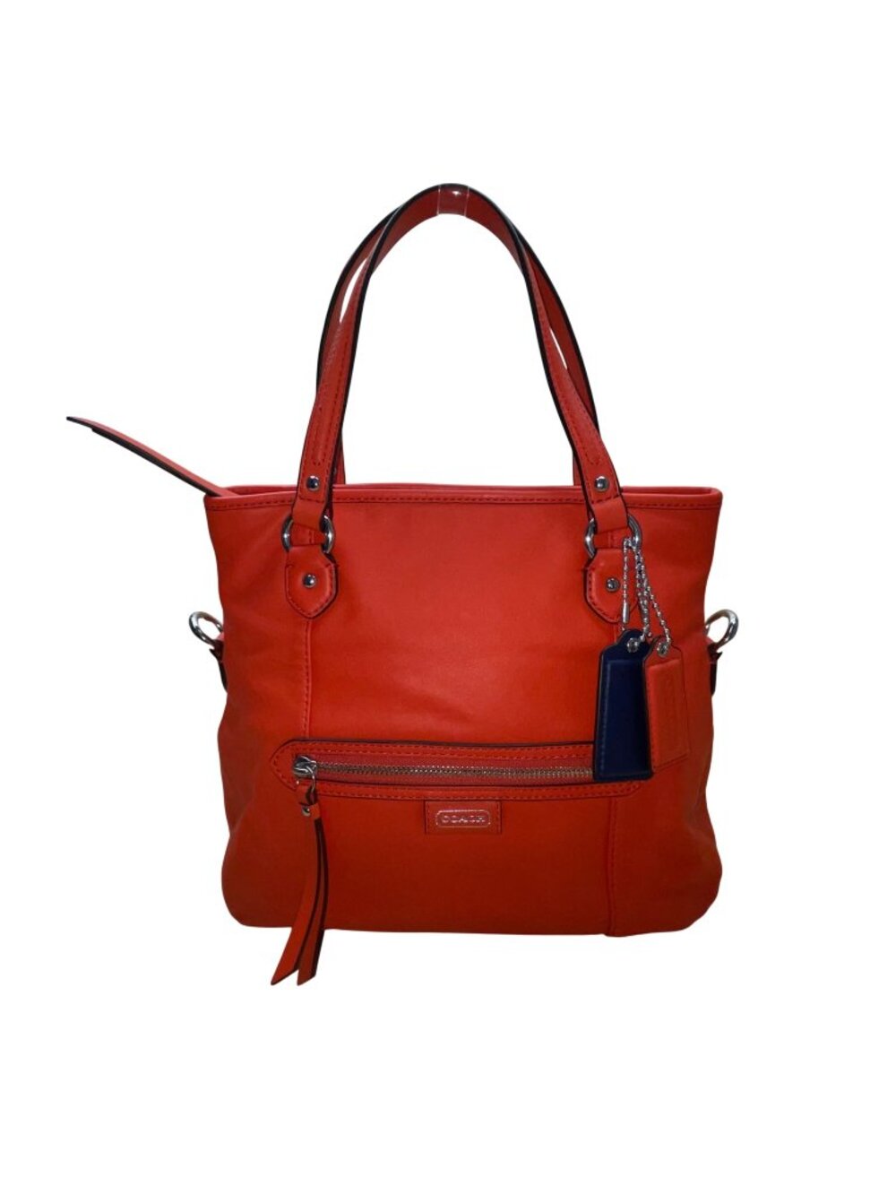 Coach Women’s Red Leather With Exterior Zip Pocket & Dual Handles Daisy Mia Bag